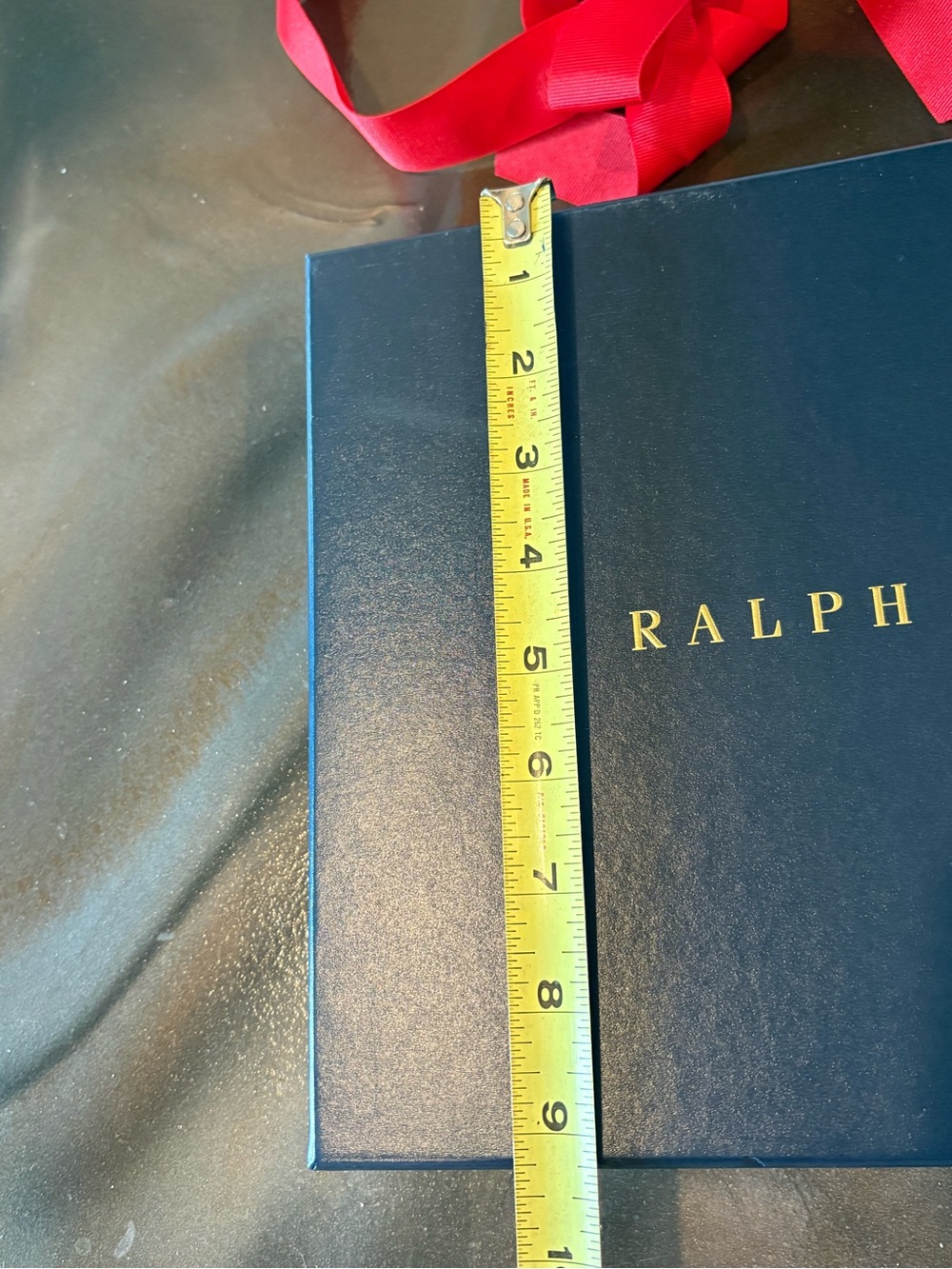 Ralph Lauren Navy Designer Empty Gift Box Tissue Paper Red Ribbon Holidays - Picture 7 of 10
